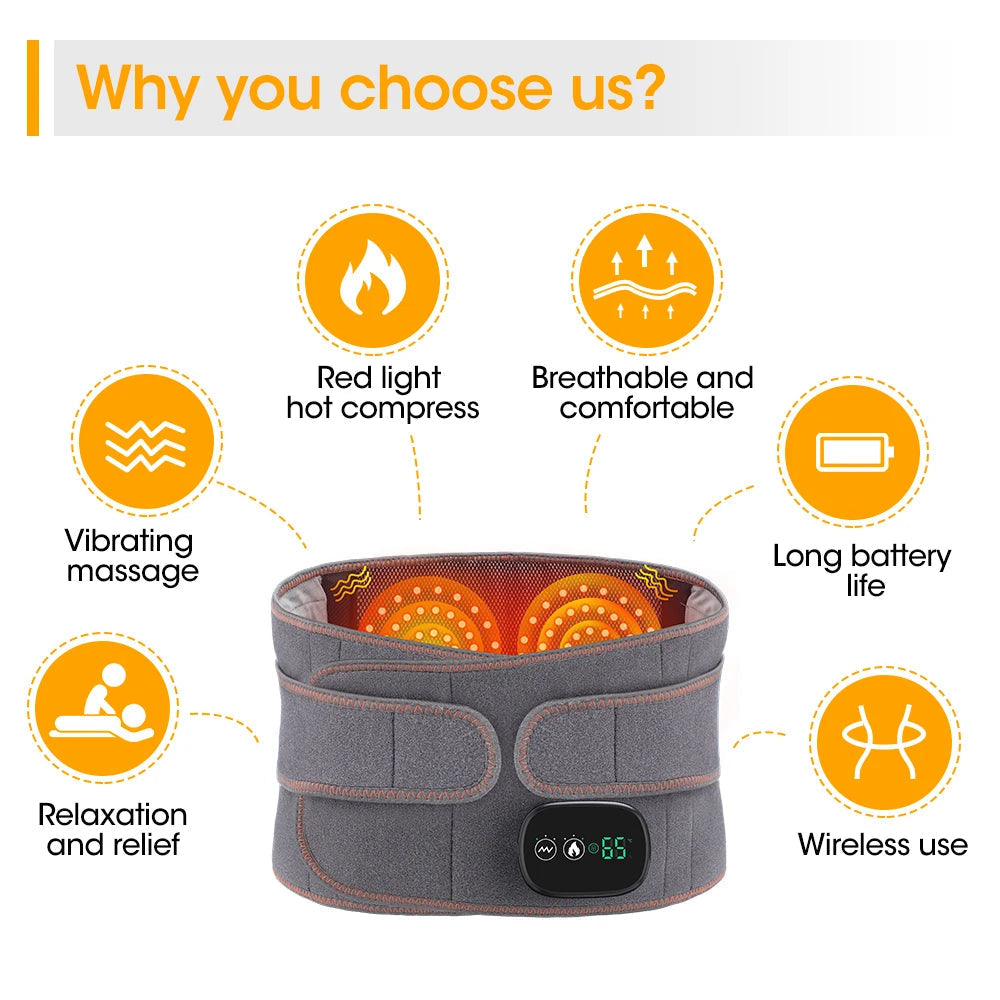 Heat Therapy Lumbar Support Belt with Massage
